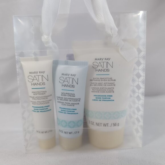 Mary Kay Satin Hands Pampering Set Protecting Softener Shea Cream Scrub NEW - Picture 1 of 9